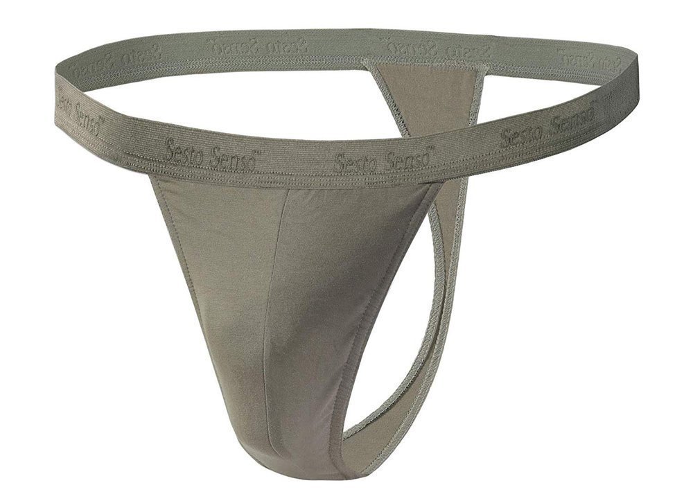 Sesto Senso, Tiger, Stringi męskie, ciemnobeżowe, rozmiar L