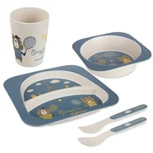 Miseczki i talerzyki dla dzieci - Zestaw naczyń 5 elementów BONJOUR PARIS - granatowy - miniaturka - grafika 1