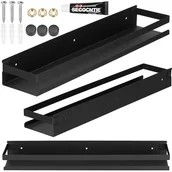 Szafki łazienkowe - Półka łazienkowa wisząca pod prysznic 50x10 cm stal nierdzewna loft czarna - miniaturka - grafika 1