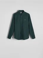 Koszule męskie - Reserved - Bawełniana koszula slim fit - ciemnozielony - miniaturka - grafika 1
