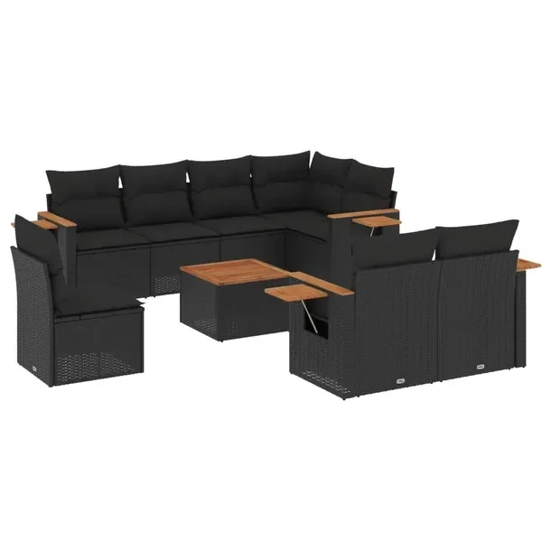 Zestaw mebli ogrodowych modułowych z poduszkami czarny rattan PE 62x62x69