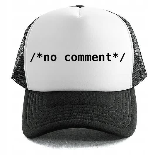 Czapka z Daszkiem NO COMMENT Dla Programisty Informatyka Wzory Biało Czarna