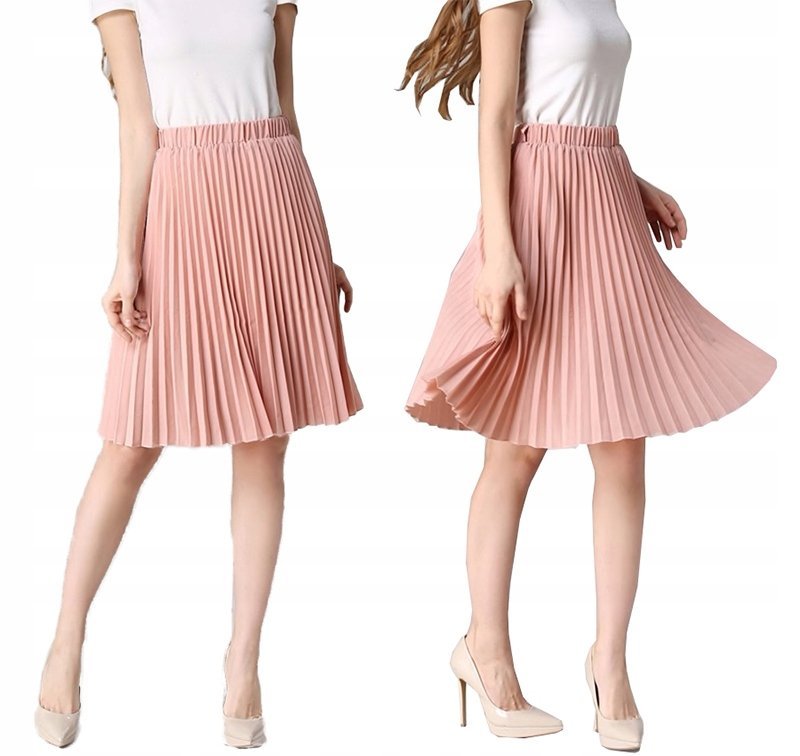 Elegancka Spódnica Plisowana Midi Spódniczka Na Gumce Retro Kolory S/M