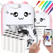 Drukarki kart i etykiet - DRUKUŚ DRUKARKA TERMICZNA MINI KOT + 15 SZT ROLEK - miniaturka - grafika 1