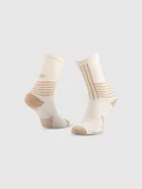 Skarpetki i podkolanówki sportowe - 4F Skarpetki trekkingowe długie damskie - beżowe 39-42 - miniaturka - grafika 1