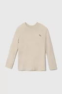 Bluzki dla chłopców - Abercrombie & Fitch longsleeve dziecięcy kolor beżowy z aplikacją - miniaturka - grafika 1