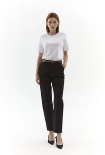 Spodnie damskie - Spodnie typu chinosy z paskiem - Femestage - grafika 1