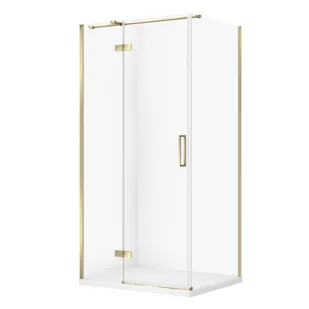 Kabina prysznicowa Cersanit Jota 100x80x195 prostokątna złoty transparentne z brodzikiem tako slim 4cm biały S601-383 - Kabiny prysznicowe - miniaturka - grafika 1