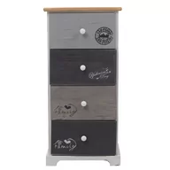 Szafki łazienkowe - Rebecca Mobili Komoda Biały Szary 4 Szuflady Shabby Chic Sypialnia Łazienka - miniaturka - grafika 1