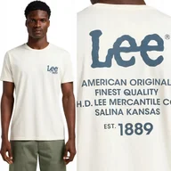 Koszulki męskie - Lee LOGO LOOSE TEE Ecru BARDZO LUŹNY BAWEŁNIANY T-SHIRT KOSZULKA Z LOGO L - miniaturka - grafika 1