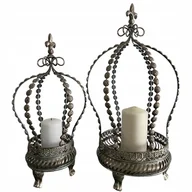 Świeczniki - ŚWIECZNIK METALOWY KORONA DEKORACJA 2 SZTUKI - miniaturka - grafika 1