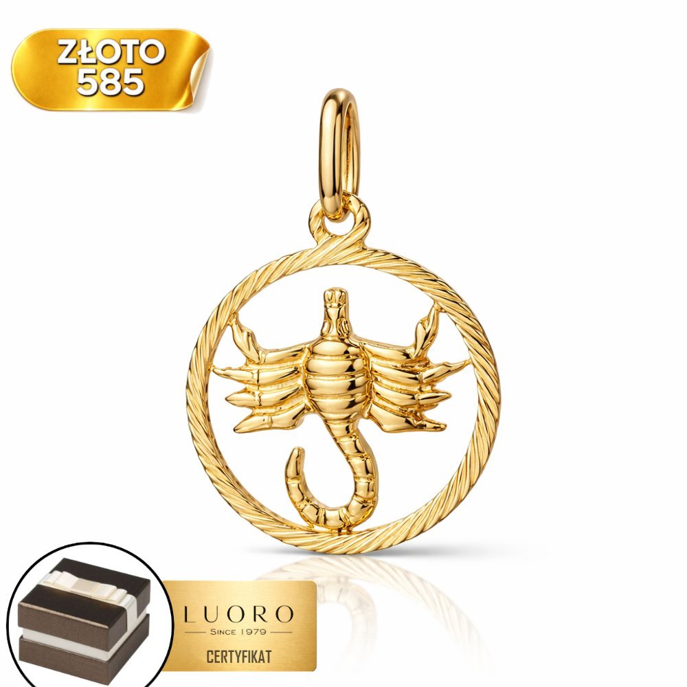 ZAWIESZKA ZŁOTA 585 14K ZNAK ZODIAKU SKORPION 1,5 CM ELEGANCKA MODNA