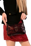 Torebki damskie - Torebka skórzana na ramię - kroko bordo (6385) - miniaturka - grafika 1