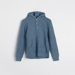 Swetry dla chłopców - Reserved - Melanżowy sweter z kapturem - Niebieski - grafika 1