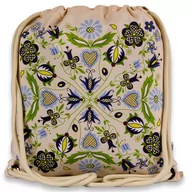Plecaki worki - Plecak z podszewką folk kaszubski serca beżowy - miniaturka - grafika 1