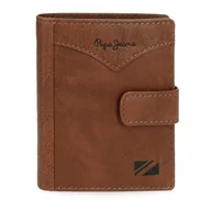 Portfele - Pepe Jeans Pionowy portfel z zapięciem na zatrzask Brązowy 8,5x10,5x1 cm Skóra by Joumma Bags, Brązowy brązowy, Talla única, Pionowy portfel na zatrzask - miniaturka - grafika 1