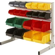 Pojemniki przemysłowe - qBox Regał do pojemników warsztatowych, jednostronny. Wym: 610x690x270mm 20 pojemników Regał bez pojemników - miniaturka - grafika 1