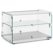 Akcesoria gastronomiczne - Witryna cukiernicza bufetowa na ciasta desery muffiny szklana 2 półki 50 l - miniaturka - grafika 1