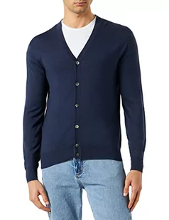 Hackett London Męski kardigan GMD Merino Silk Cardi, granatowy, XXL - Swetry męskie - miniaturka - grafika 1