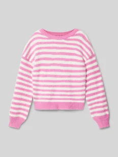 Sweter z dzianiny o luźnym kroju z okrągłym dekoltem model ‘NEWPIUMO’ - Swetry dla dziewczynek - miniaturka - grafika 1