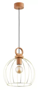 Lampa wisząca z drewna, złoty, druciany klosz AL 61176 z serii AVATAR - Lampy sufitowe - miniaturka - grafika 1