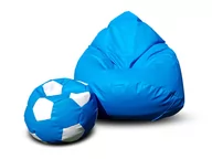 Pufy i podnóżki - Pufa sako XXXXL worek niebieska + gratis piłka niebiesko-biała - miniaturka - grafika 1