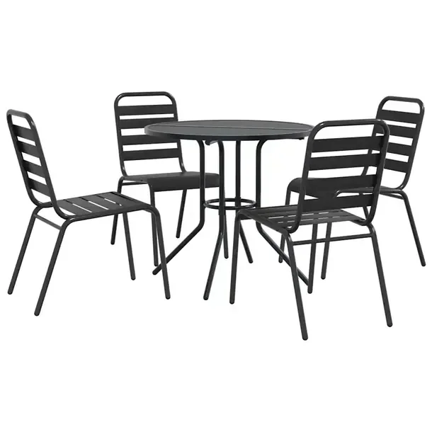Zestaw Mebli Ogrodowych Stalowych Antracytowych 4 Krzesła 42x63x84 cm i St
