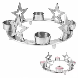 Świecznik na 4 tealigt podstawka pod świeczkę aluminiowy święta gwiazda 4 sztuki 25 cm kod: O-569189 - Świeczniki - miniaturka - grafika 1