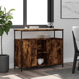 vidaXL Szafka, przydymiony dąb, 100x35x80 cm, materiał drewnopochodny - Szafki nocne - miniaturka - grafika 1