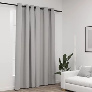 vidaXL Zasłony stylizowane na lniane, przelotki, szare, 290x245 cm - Zasłony - miniaturka - grafika 1