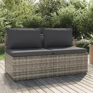 Sofy ogrodowe - vidaXL 2-osobowa sofa ogrodowa z poduszkami, szara, polirattan - miniaturka - grafika 1