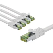 Kable miedziane - goobay 66590 CAT8.1 kabel sieciowy w zestawie 5 szt. / kabel krosowy ekranowany S/FTP/CU Ethernet, PiMF, LSZH, OFC/Cat 8.1 kabel z 40 Gbits/biały / 5 x 3 m - miniaturka - grafika 1