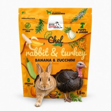SYTA MICHA CHEF Królik z indykiem - JUNIOR karma sucha dla psa1,5kg