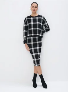 Mohito - Czarna spódnica midi w kratę - czarny - Spódnice - miniaturka - grafika 1