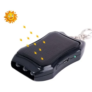 Powerbank Solarny Power Bank z latarką 1200mAh Brelok do kluczy plecaka Czarny - Powerbanki - miniaturka - grafika 4