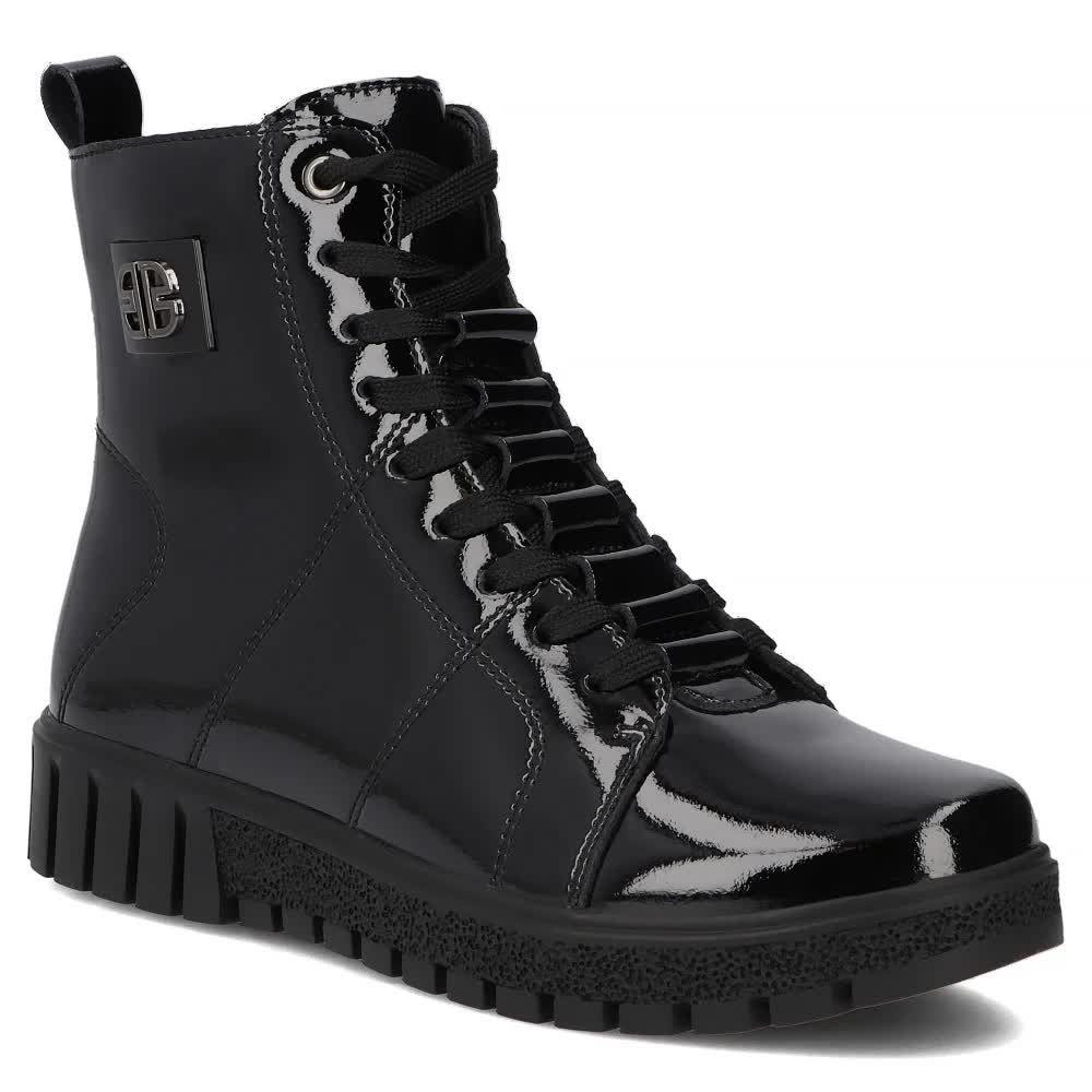 Botki damskie skórzane lakierowane czarne ocieplane Filippo DBT7273 -37