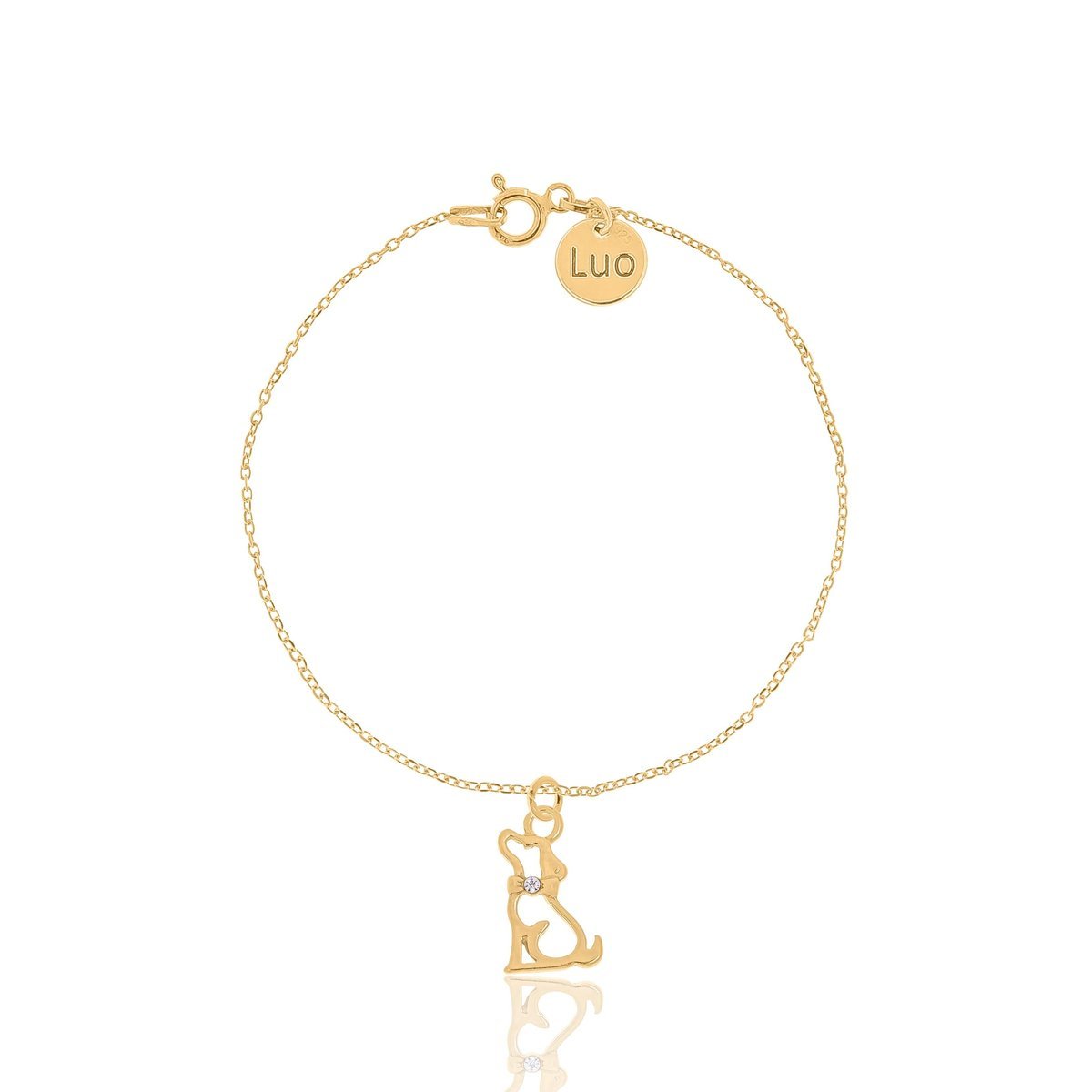 Bransoletka srebrna pozłacana z pieskiem i kryształkiem