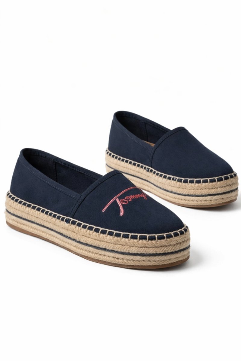 TOMMY HILFIGER GRANATOWE ESPADRYLE NA PLATFORMIE Z HAFTEM 41 1I4A