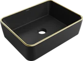 Umywalki - Mexen Catia umywalka nablatowa 48 x 37 cm, czarna mat/złota rant - 21314875 - miniaturka - grafika 1
