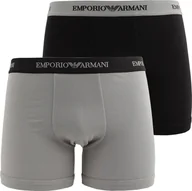 Majtki męskie - Emporio Armani 2-częściowe bokserki o nieco dłuższym kroju Grey Black S - miniaturka - grafika 1