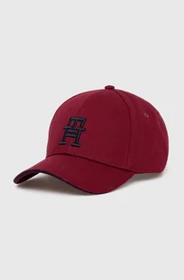 Tommy Hilfiger czapka z daszkiem bawełniana kolor bordowy z aplikacją AM0AM12541 - Czapki męskie - miniaturka - grafika 1