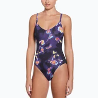 Stroje kąpielowe - Strój pływacki jednoczęściowy damski Nike Floral Blur V-Neck - miniaturka - grafika 1