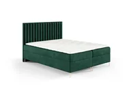 Łóżka - Łóżko skrzyniowe GUTTO JILL 200 x 200 cm z pojemnikiem + TOPPER 5 cm gratis zielony welur wysokie złote nogi - miniaturka - grafika 1
