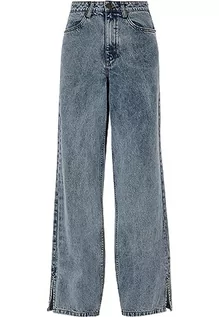 Spodnie damskie - Urban Classics Damskie spodnie damskie Wide Leg Slit Denim Tinted lightblue Washed 28, Tinted Lightblue Washed, 28 - grafika 1