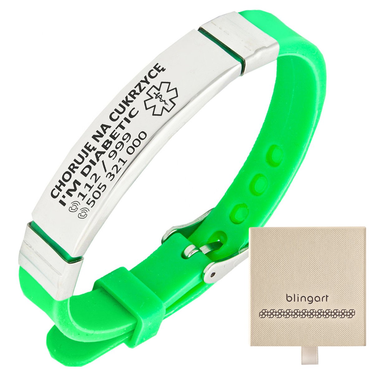 Bransoletka ICE dla dziecka z grawerem zielona