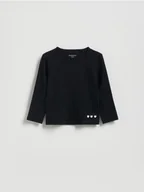 Bluzki dla niemowląt - Reserved - Prążkowana koszulka - czarny - miniaturka - grafika 1