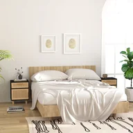 Szafki nocne - Lumarko Szafki nocne, 2 szt., czarne, lite drewno sosnowe i rattan - miniaturka - grafika 1