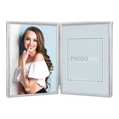 Ramki na zdjęcia - Ramka metalowa na 2 zdjęcia 13x18 srebrna Silvia - miniaturka - grafika 1