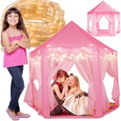 Namioty i tipi dla dzieci - Namiot Dla Dzieci Domek Do Domu Ogrodu +Lampki Led Y137Rl - miniaturka - grafika 1