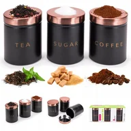 Herbata - Zestaw Pojemników Kuchennych Komplet Pojemniki Kawa Herbata Cukier Kamille - miniaturka - grafika 1